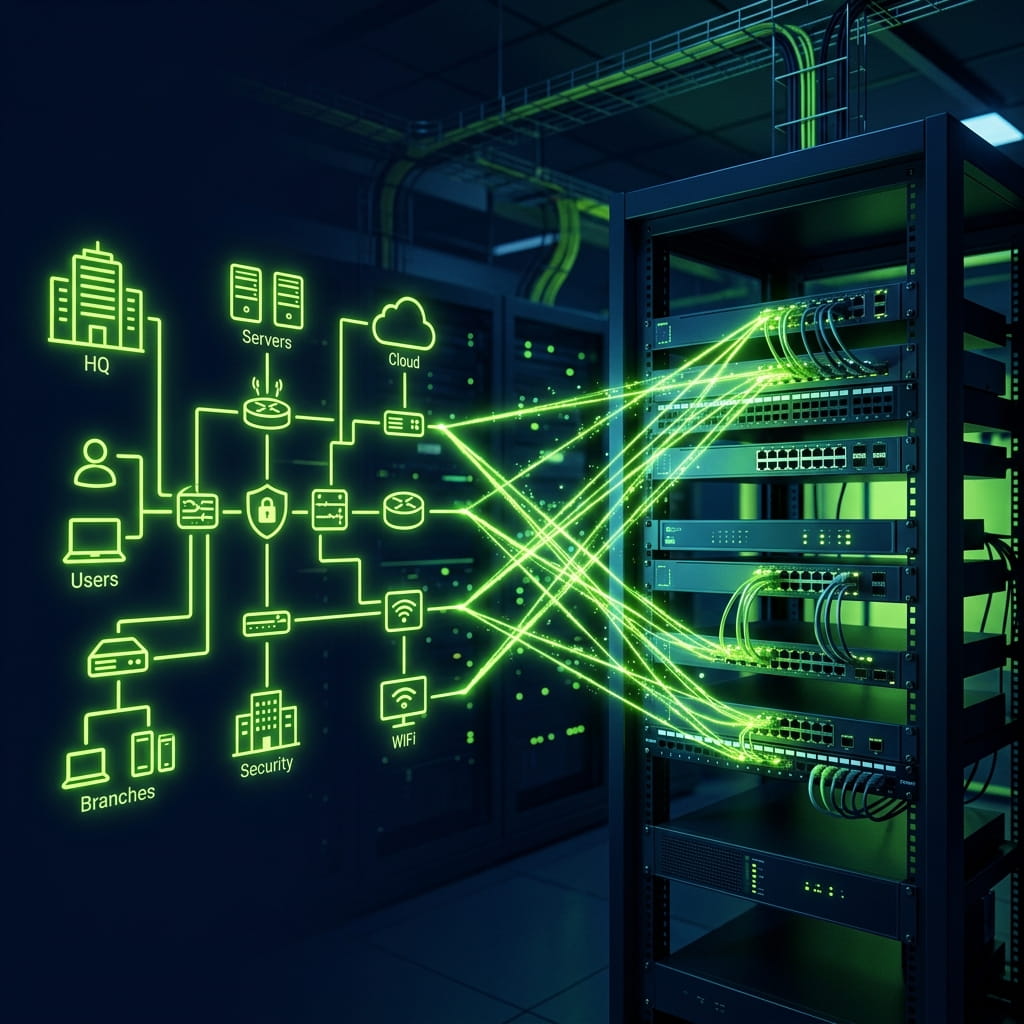 Office network setup illustration